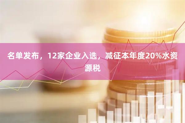 名单发布，12家企业入选，减征本年度20%水资源税